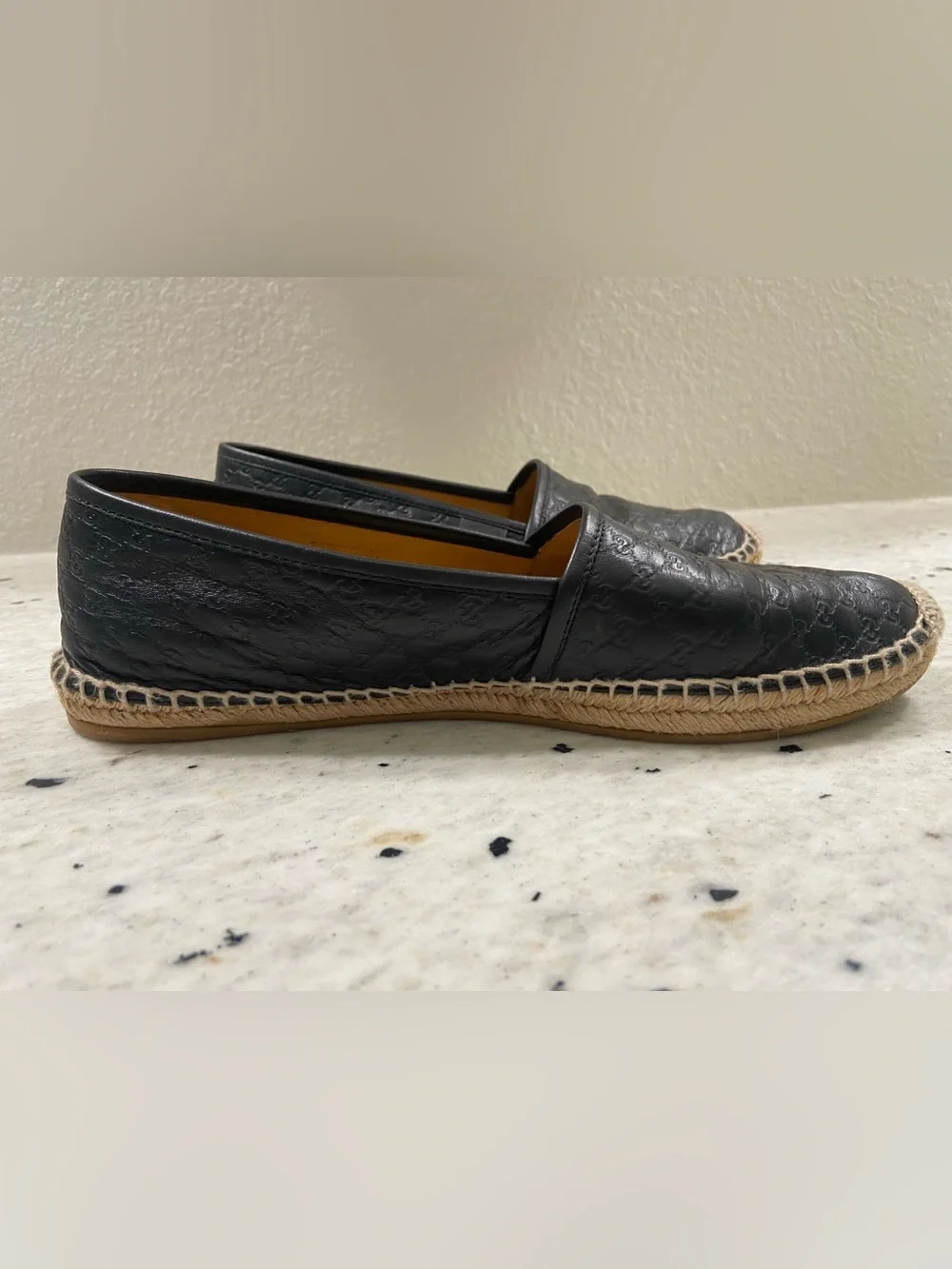 Gucci black microguccissima leather espadrilles size 41